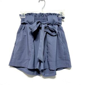 Freeprance Shorts Dress Paper Bag High Waist Blue Purple Work Womens sz Small